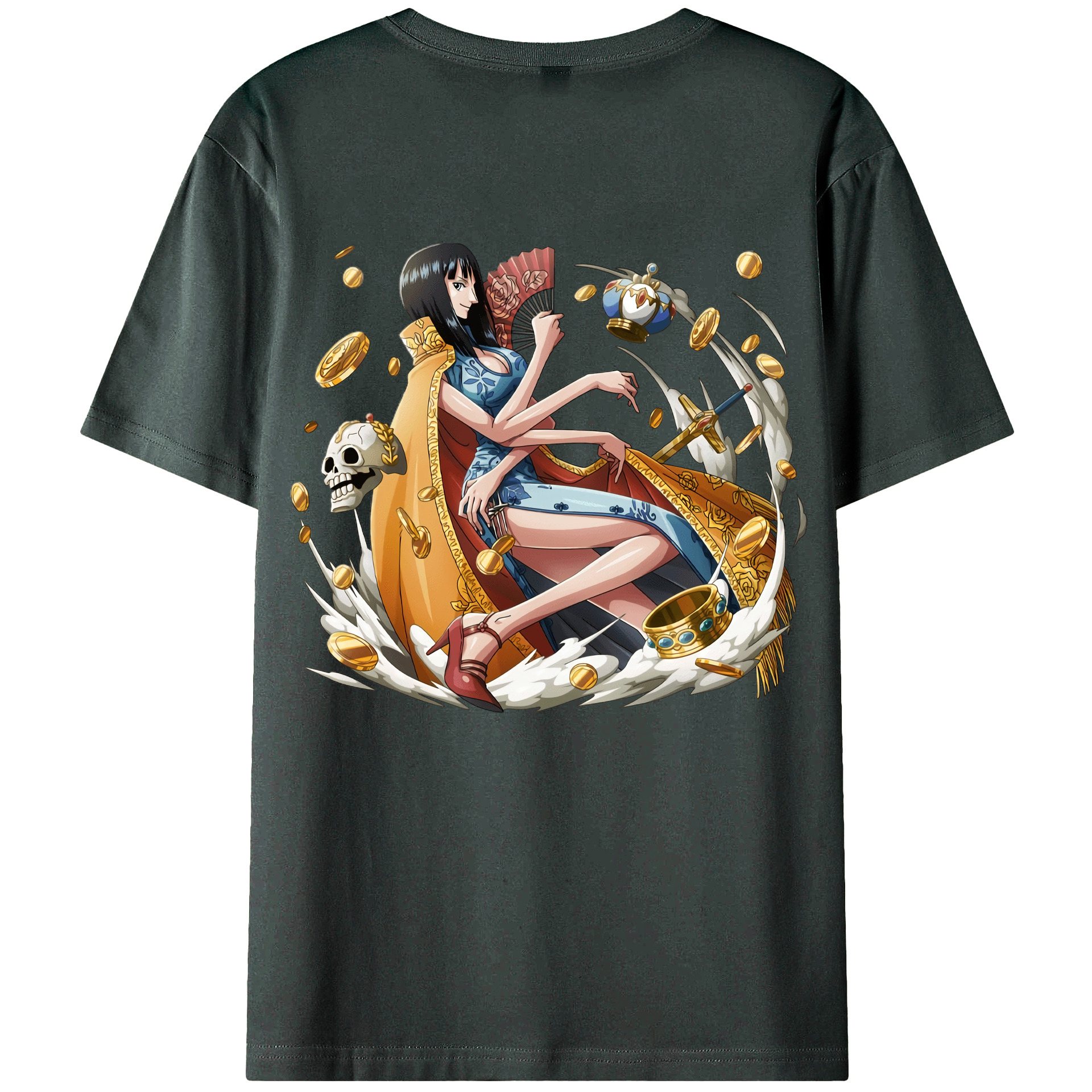 ワンピース ニコ・ロビン ONE PIECE Nico Robin 綿100％ メンズ半袖Tシャツ（バックプリント） 通気性